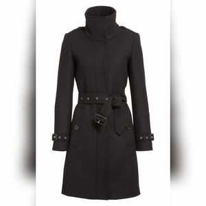 Burberry Gibbsmoore Wool Funnel Collar Trench Coat